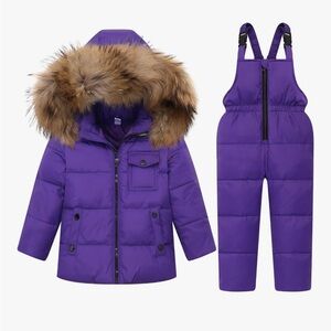 Kids Purple Winter Jacket and Snow Pants Set